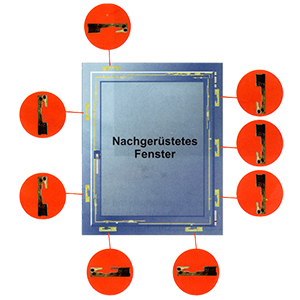 nachgeruestetes fenster mit pilzkoepfen